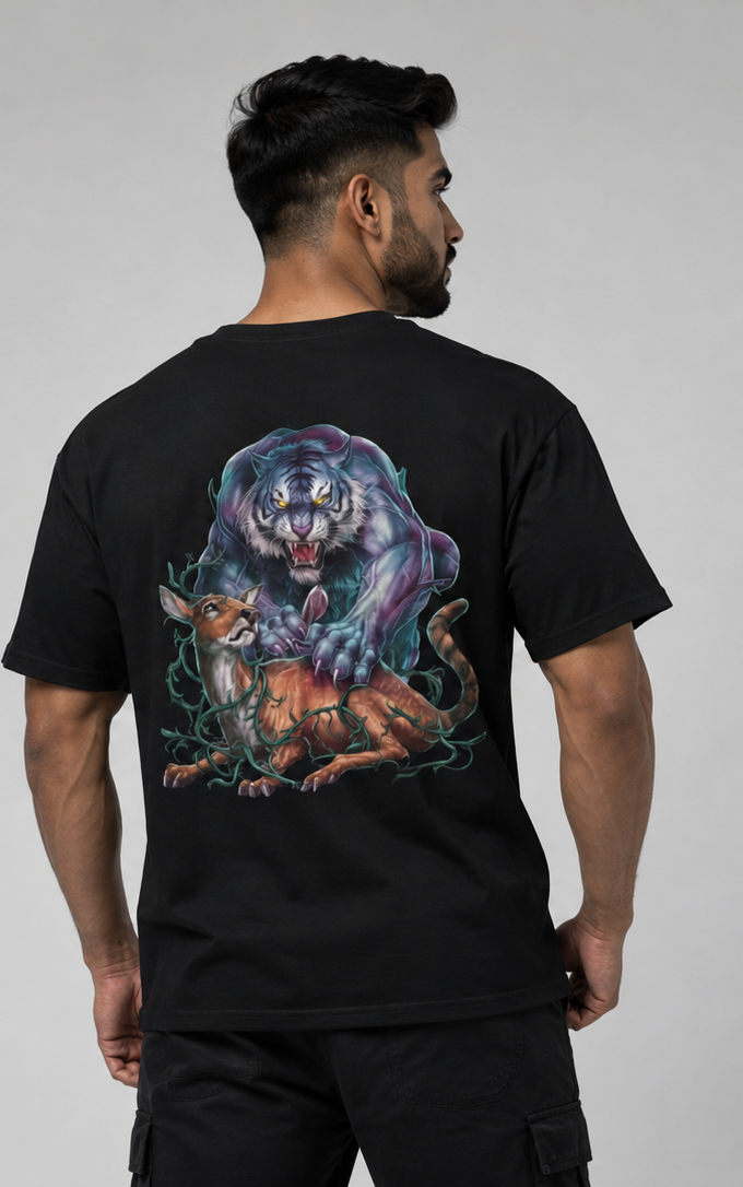 SIVO TIGER & PREY GRAPHIC TEE 200 GSM oversized graphic T-shirt thumbnail 2