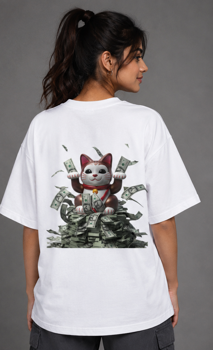 SIVO LUCKY CAT OVERSIZED TEE 200 GSM oversized graphic T-shirt thumbnail 2